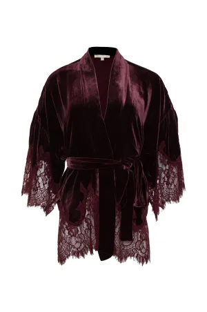 Velvet Coco Lace Kimono - Burgundy