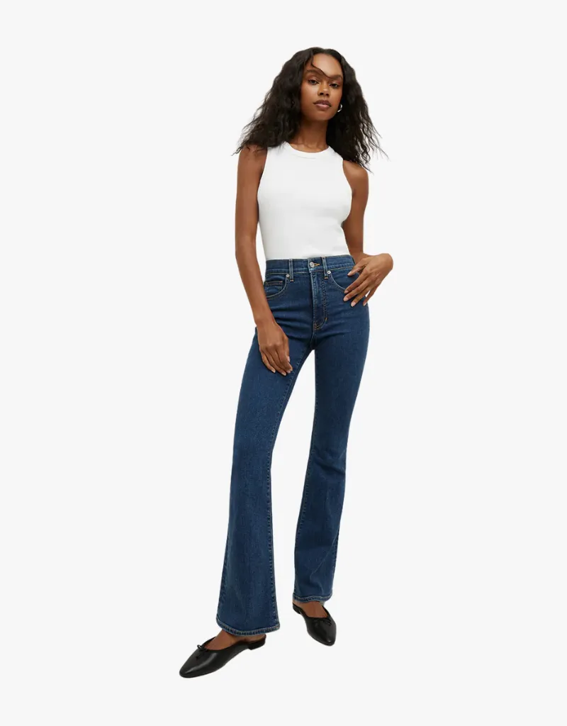 Veronica Beard Beverly High Rise Skinny Flare Jeans in Bright Blue