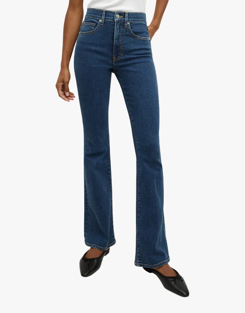 Veronica Beard Beverly High Rise Skinny Flare Jeans in Bright Blue
