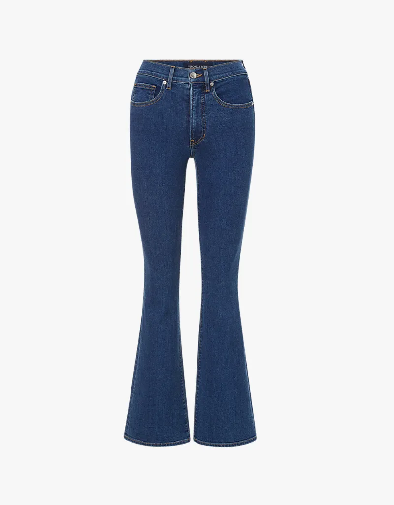 Veronica Beard Beverly High Rise Skinny Flare Jeans in Bright Blue