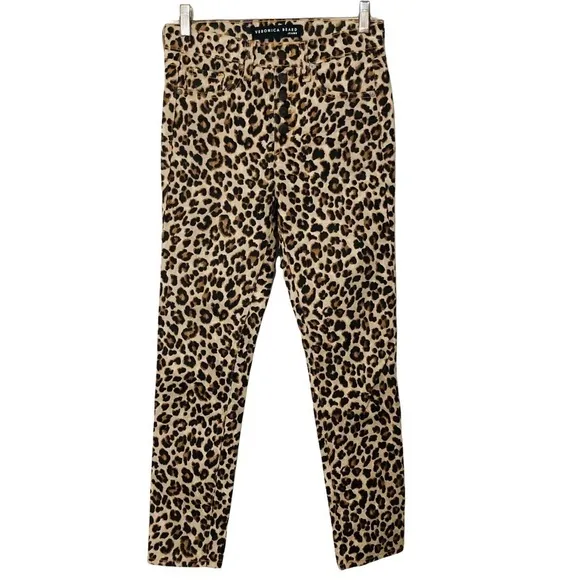 Veronica Beard Debbie 10” High Rise Leopard Cut Print Jeans Sz 24 Ankle novelty
