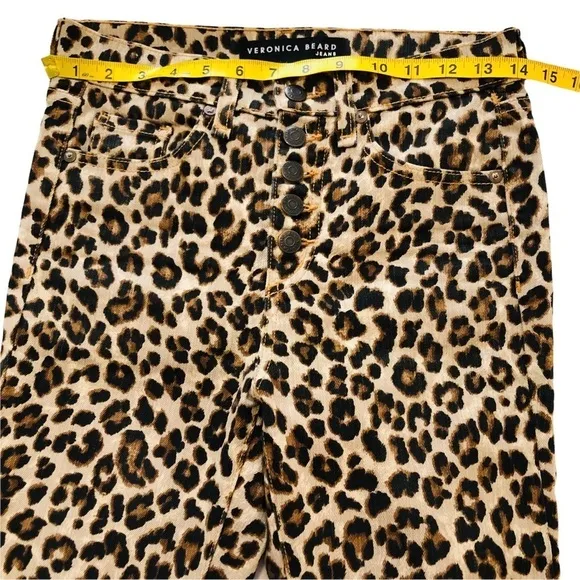 Veronica Beard Debbie 10” High Rise Leopard Cut Print Jeans Sz 24 Ankle novelty