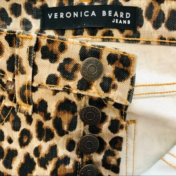 Veronica Beard Debbie 10” High Rise Leopard Cut Print Jeans Sz 24 Ankle novelty