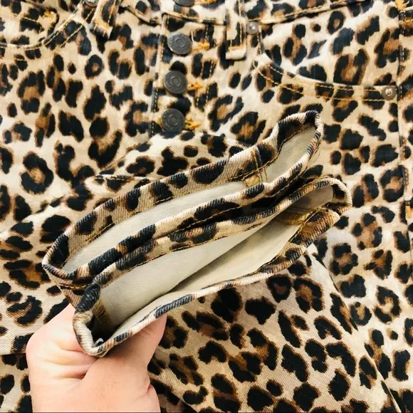 Veronica Beard Debbie 10” High Rise Leopard Cut Print Jeans Sz 24 Ankle novelty