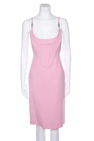 Versace Pink Corset Midi Sleeveless Dress SZ 40