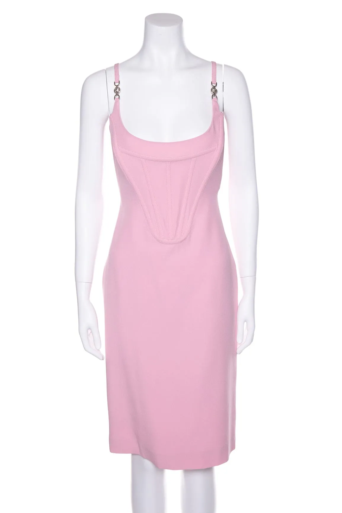 Versace Pink Corset Midi Sleeveless Dress SZ 40