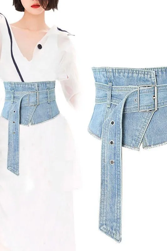 Versatile denim tied belt
