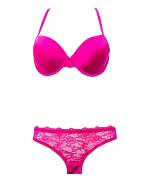 Victoria's Secret - Pink Single Padded Pushup Bra And Panty Set
