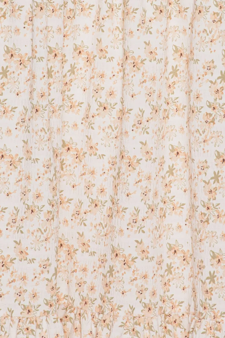 VilmaIC Lang Kjole - Fersken Blomsterprint
