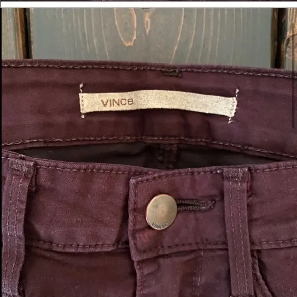 Vince Skinny Zip Jeans Dark Raisin size 27