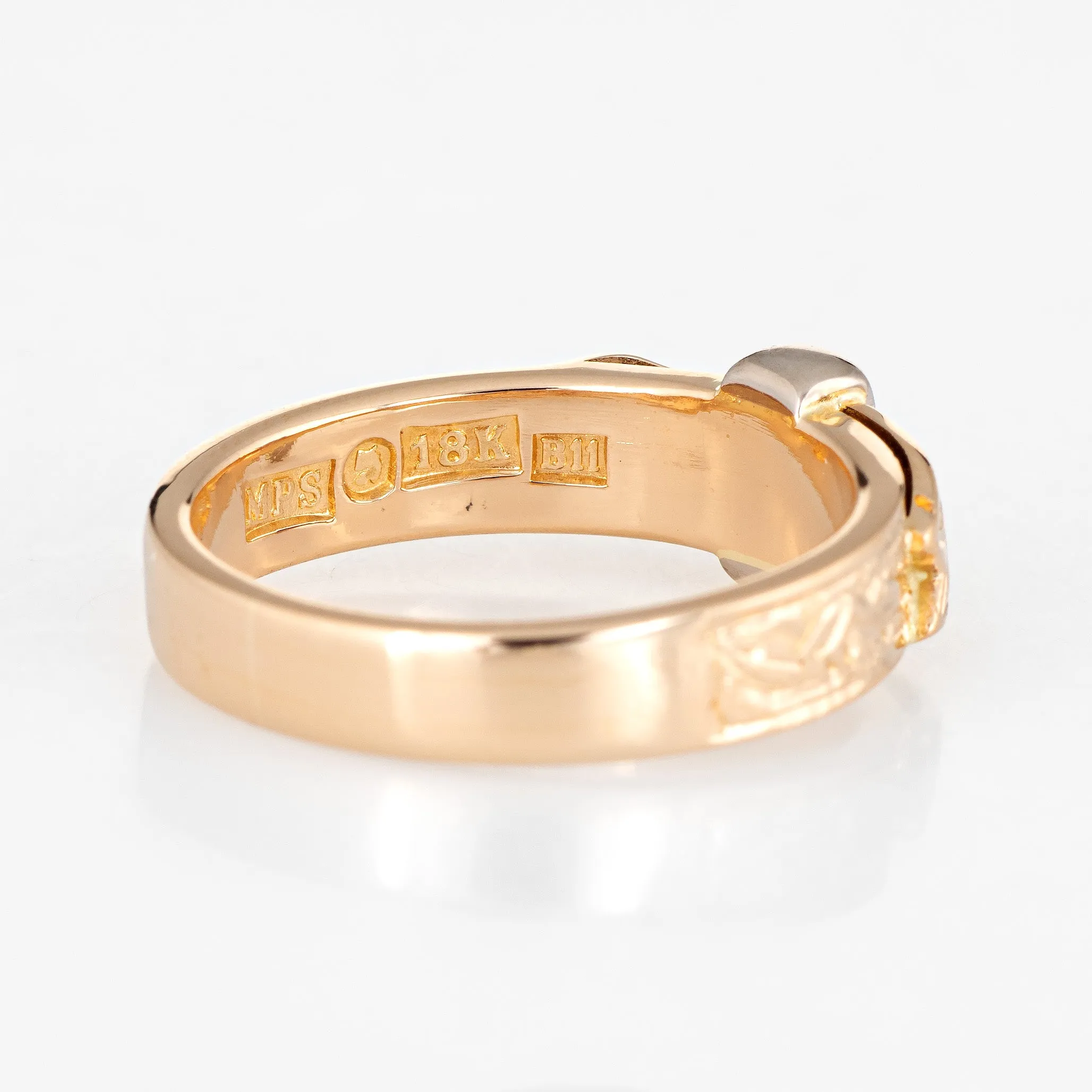 Vintage Diamond Buckle Ring 18k Yellow Gold Sz 4 Pinky Band Estate Jewelry