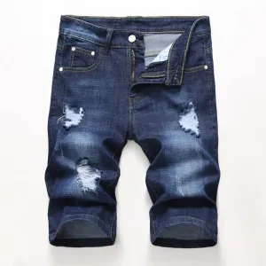 Vintage Individuality Mid Waisted Men's Ripped Jeans Shorts