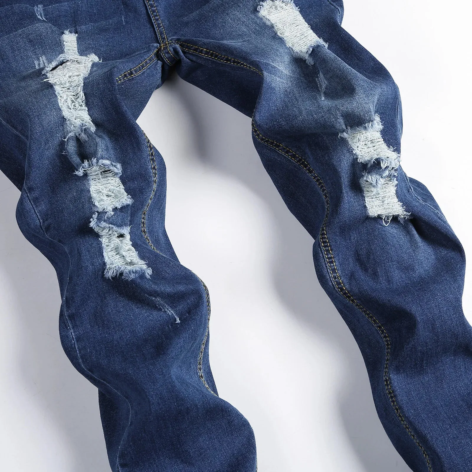 Vintage Wash Ripped Skinny Jeans for Men – 2024 Street Style