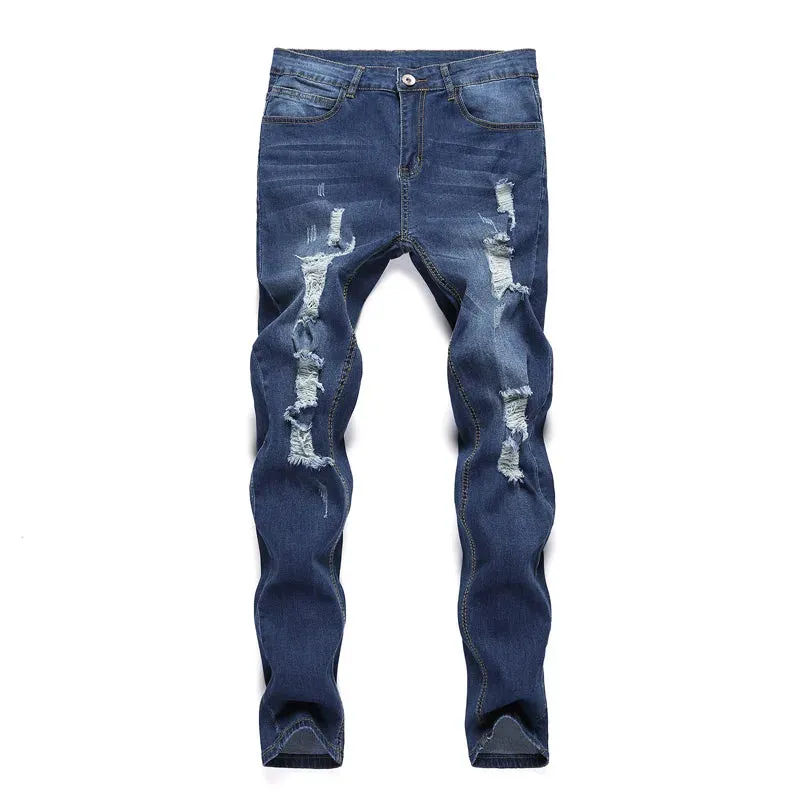 Vintage Wash Ripped Skinny Jeans for Men – 2024 Street Style