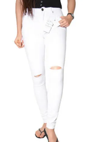 Wakee Jeans Skinny Rip White