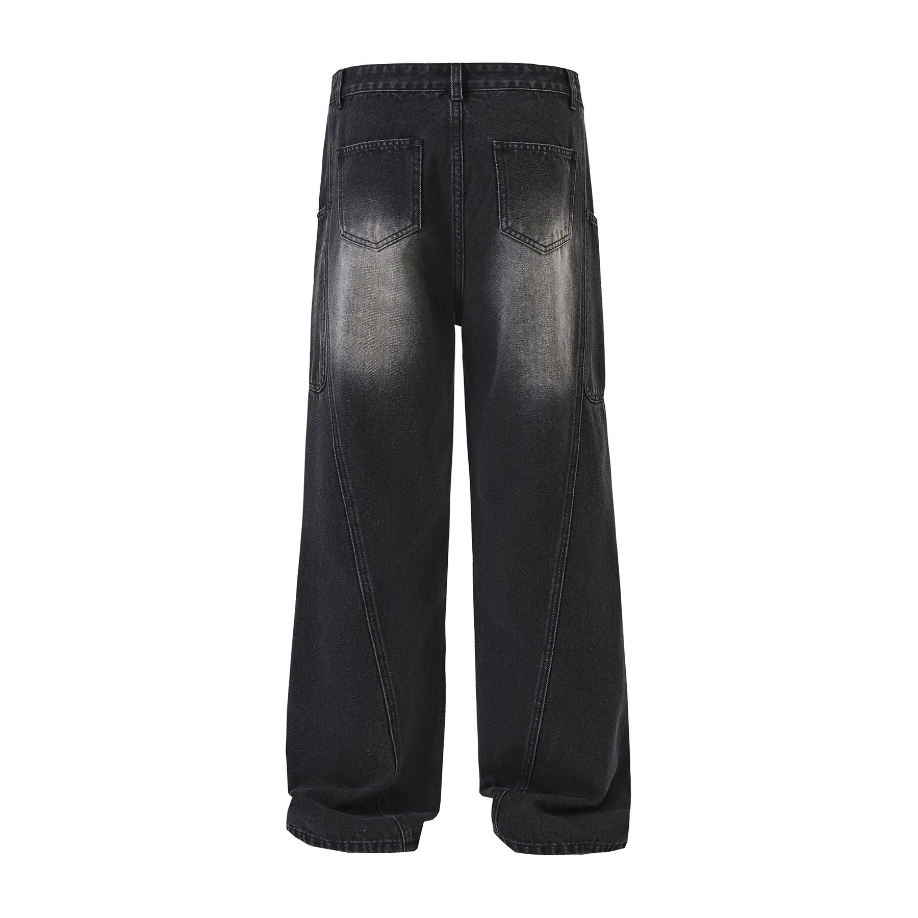 Washed Straight Leg Cargo Jeans