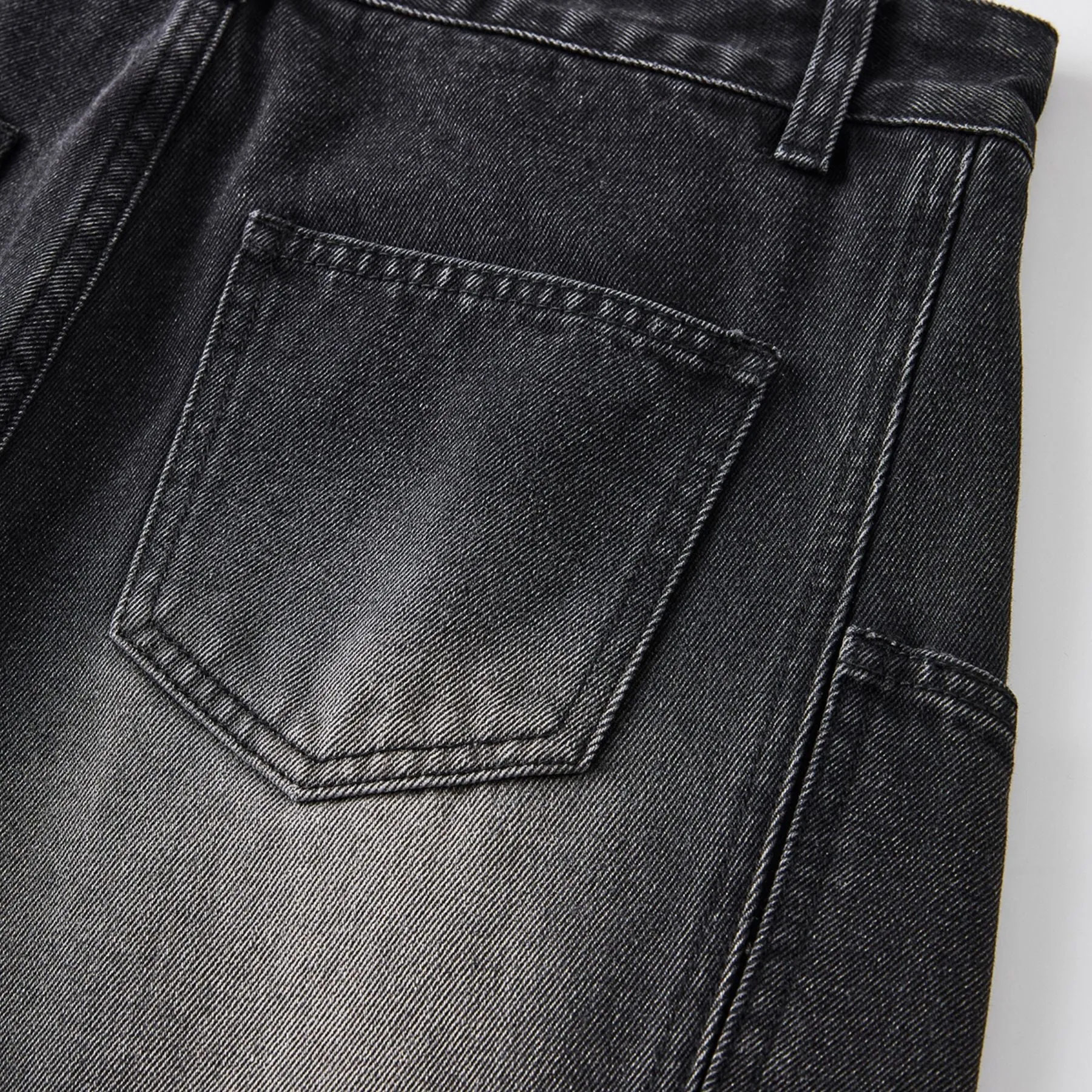 Washed Straight Leg Cargo Jeans