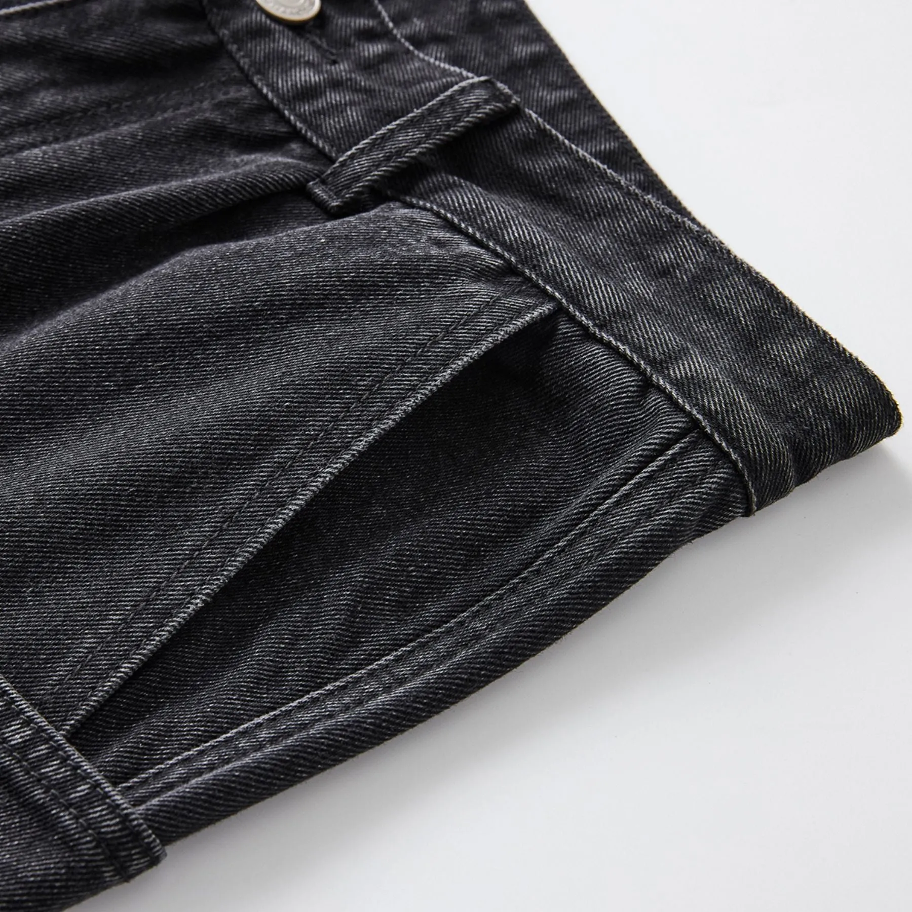 Washed Straight Leg Cargo Jeans