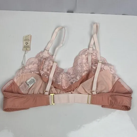 We Are HAH NWT Free People Lace Trim Soft Cup Lounge Bralette - Copper Rose - XL