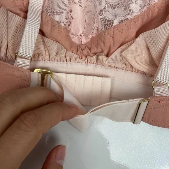 We Are HAH NWT Free People Lace Trim Soft Cup Lounge Bralette - Copper Rose - XL
