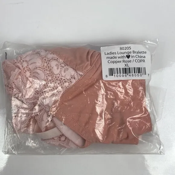 We Are HAH NWT Free People Lace Trim Soft Cup Lounge Bralette - Copper Rose - XL