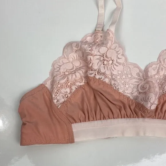 We Are HAH NWT Free People Lace Trim Soft Cup Lounge Bralette - Copper Rose - XL