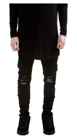West Louis™ Designer Black Ripped Torn Jeans