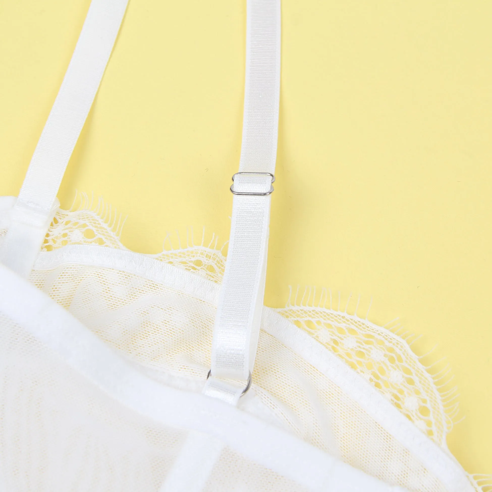 White 9 Bones Sexy Lace Suspender Corset Bra Top