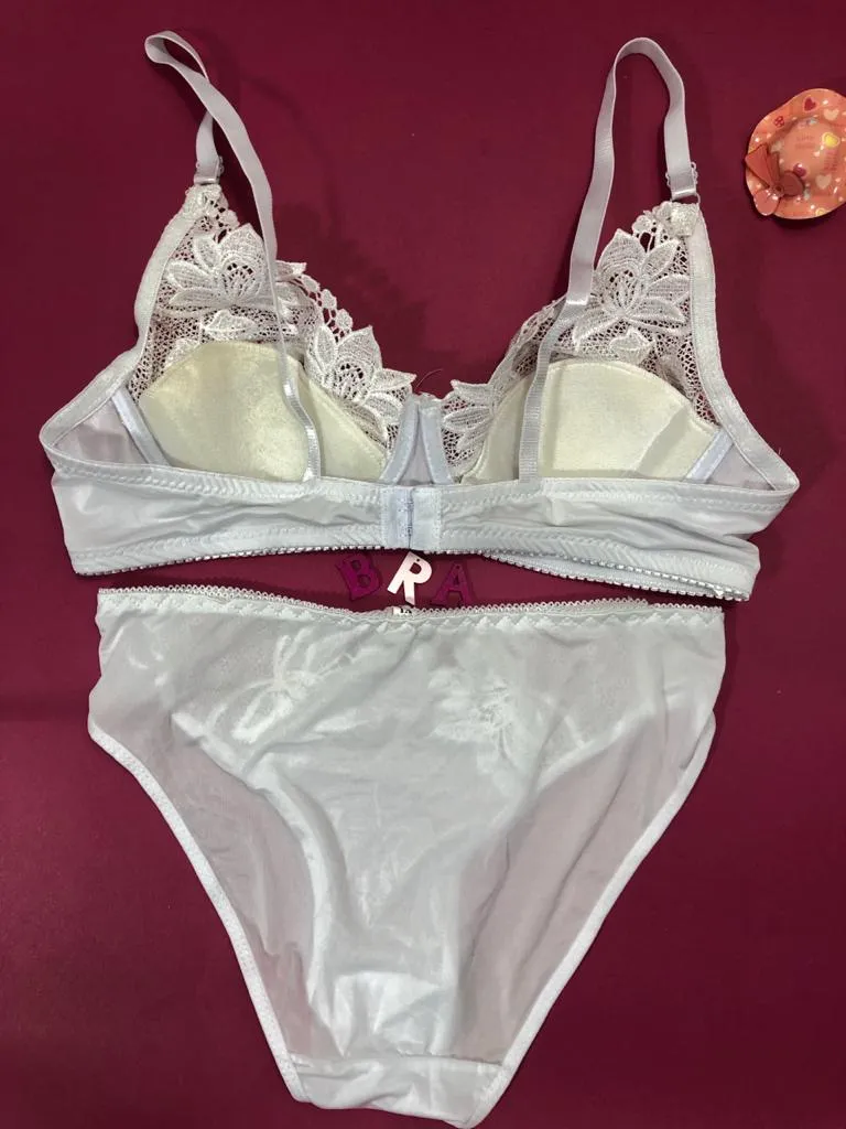 White Bridal Bra Panty Sets - Non Padded Underwired Bra Panty Set 2020