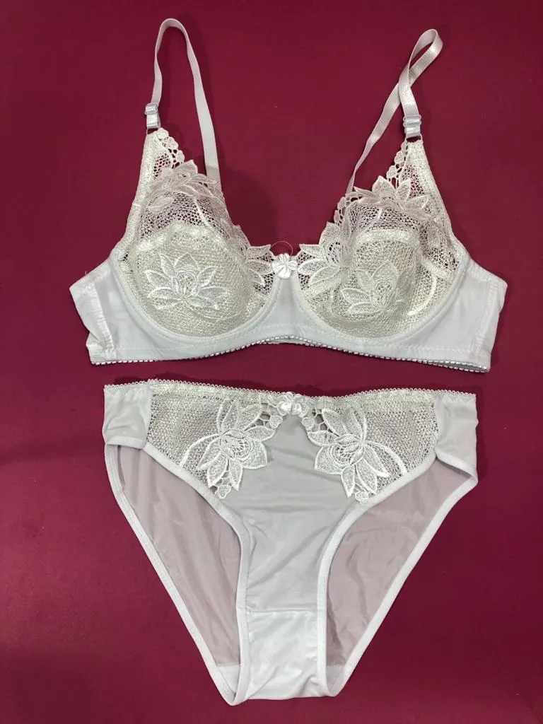 White Bridal Bra Panty Sets - Non Padded Underwired Bra Panty Set 2020