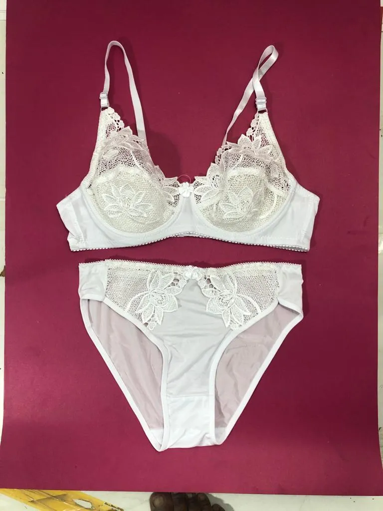 White Bridal Bra Panty Sets - Non Padded Underwired Bra Panty Set 2020
