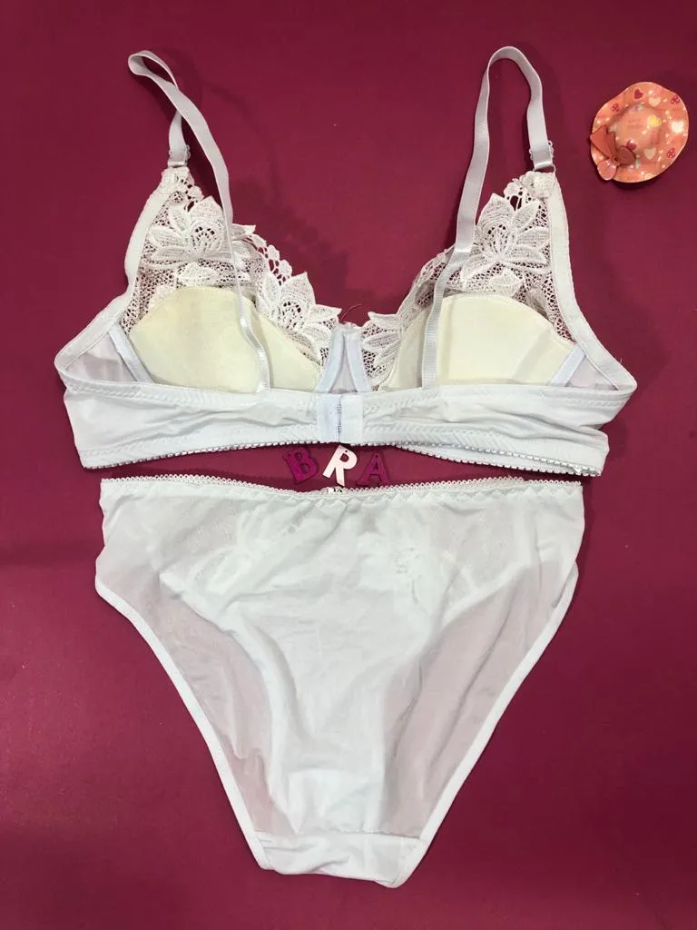 White Bridal Bra Panty Sets - Non Padded Underwired Bra Panty Set 2020