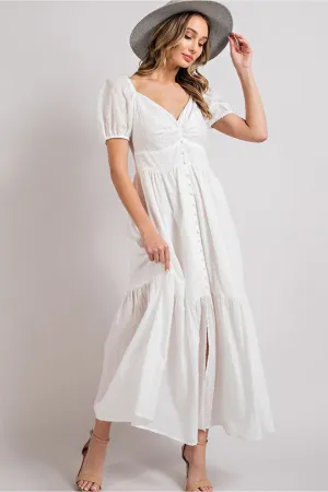 WHITE SHORT SLEEVE MAXI DRES