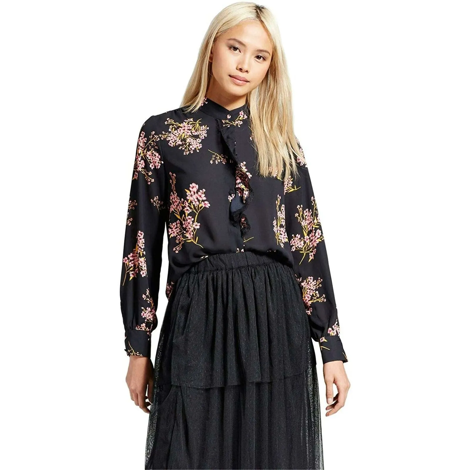 Who What Wear Women's Long Sleeve Button Up Dinner Blouse