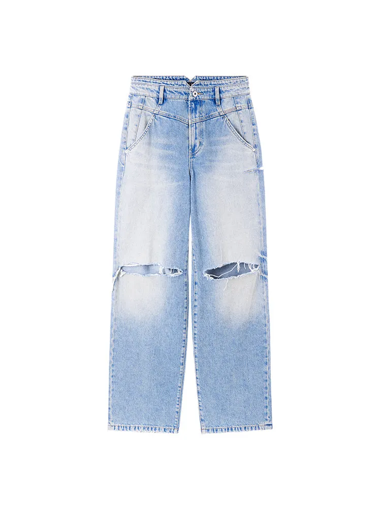 Wide Leg Ripped Jeans