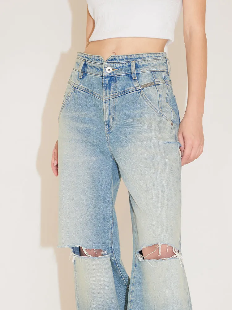Wide Leg Ripped Jeans