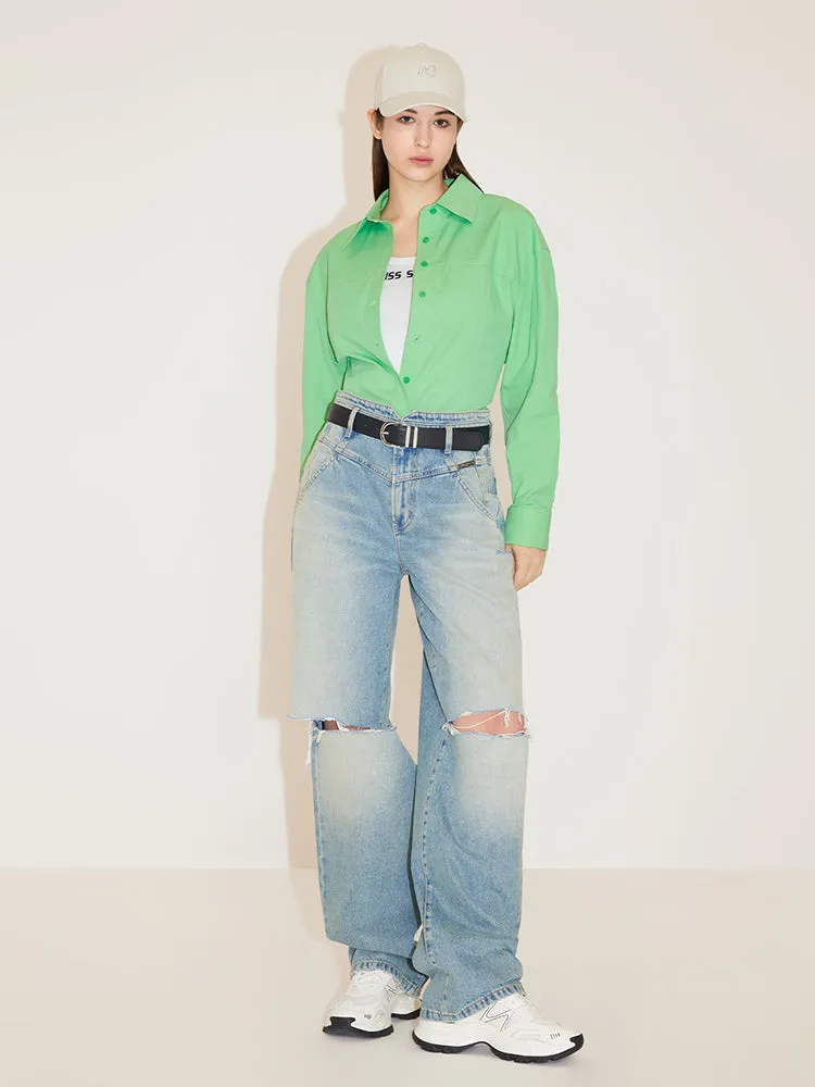 Wide Leg Ripped Jeans
