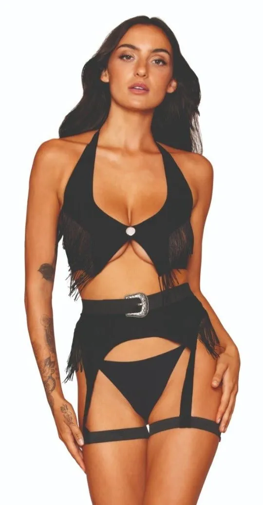 Wild West Faux-Leather Lingerie Set Costume