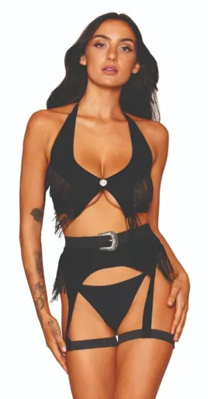 Wild West Faux-Leather Lingerie Set Costume