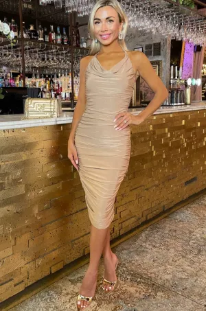 Wilda Camel Ruched Dress