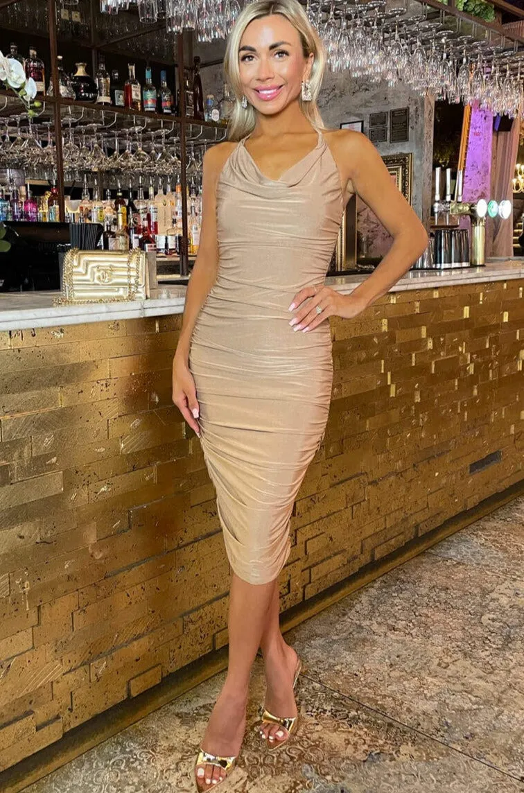 Wilda Camel Ruched Dress