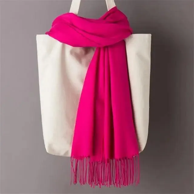 Winter Women Scarf Female Scarves For Women Solid Shawl Wraps For Winter Casual Wear Travel Friendly Wool Tassel Scarf Fashion Solid Color Toddler Soft Warm Scarves