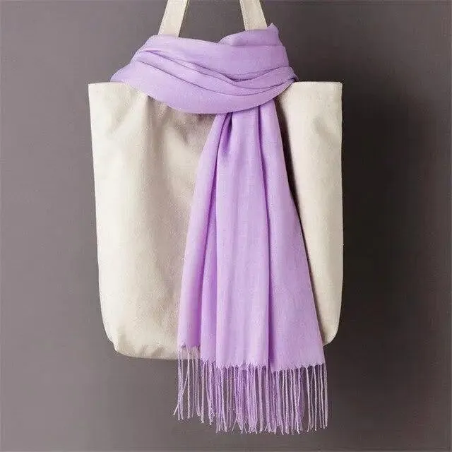 Winter Women Scarf Female Scarves For Women Solid Shawl Wraps For Winter Casual Wear Travel Friendly Wool Tassel Scarf Fashion Solid Color Toddler Soft Warm Scarves