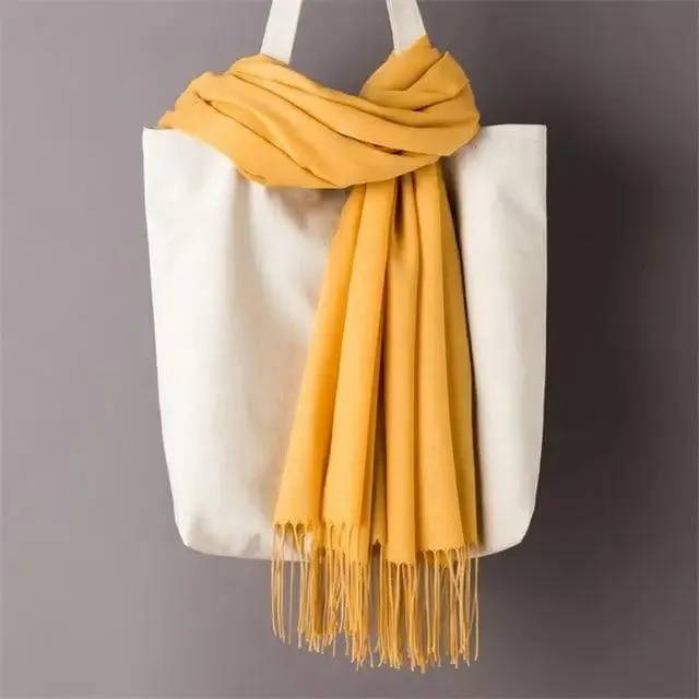 Winter Women Scarf Female Scarves For Women Solid Shawl Wraps For Winter Casual Wear Travel Friendly Wool Tassel Scarf Fashion Solid Color Toddler Soft Warm Scarves