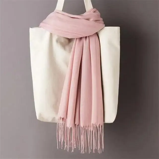 Winter Women Scarf Female Scarves For Women Solid Shawl Wraps For Winter Casual Wear Travel Friendly Wool Tassel Scarf Fashion Solid Color Toddler Soft Warm Scarves