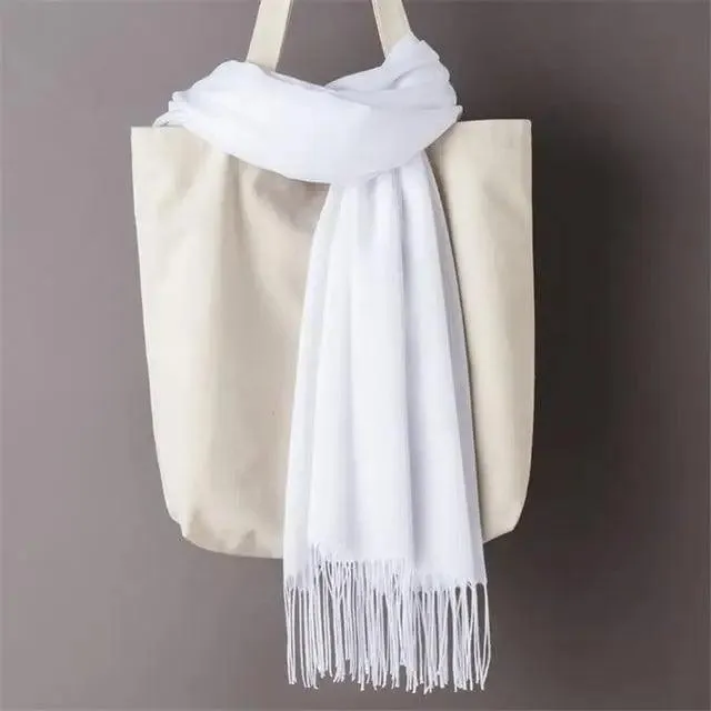 Winter Women Scarf Female Scarves For Women Solid Shawl Wraps For Winter Casual Wear Travel Friendly Wool Tassel Scarf Fashion Solid Color Toddler Soft Warm Scarves