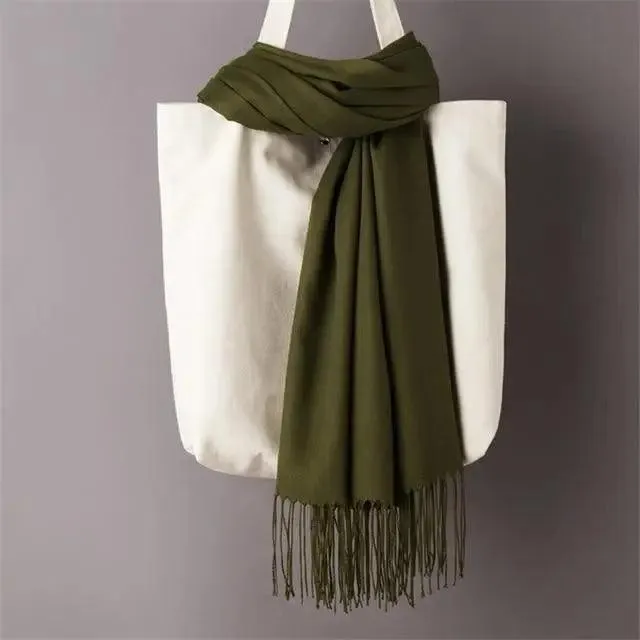 Winter Women Scarf Female Scarves For Women Solid Shawl Wraps For Winter Casual Wear Travel Friendly Wool Tassel Scarf Fashion Solid Color Toddler Soft Warm Scarves