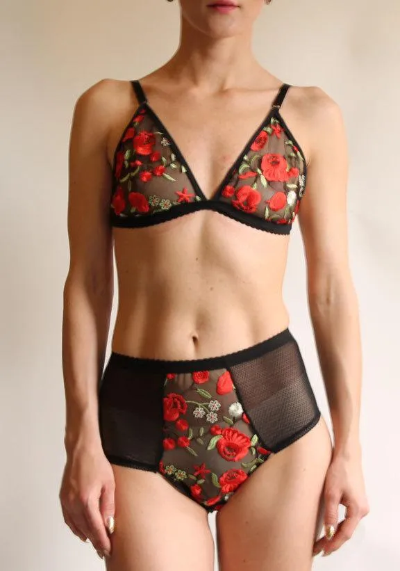 With Love Lingerie - Mercy Bralette Embroidery Red & Black