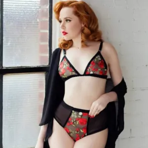 With Love Lingerie - Mercy Bralette Embroidery Red & Black