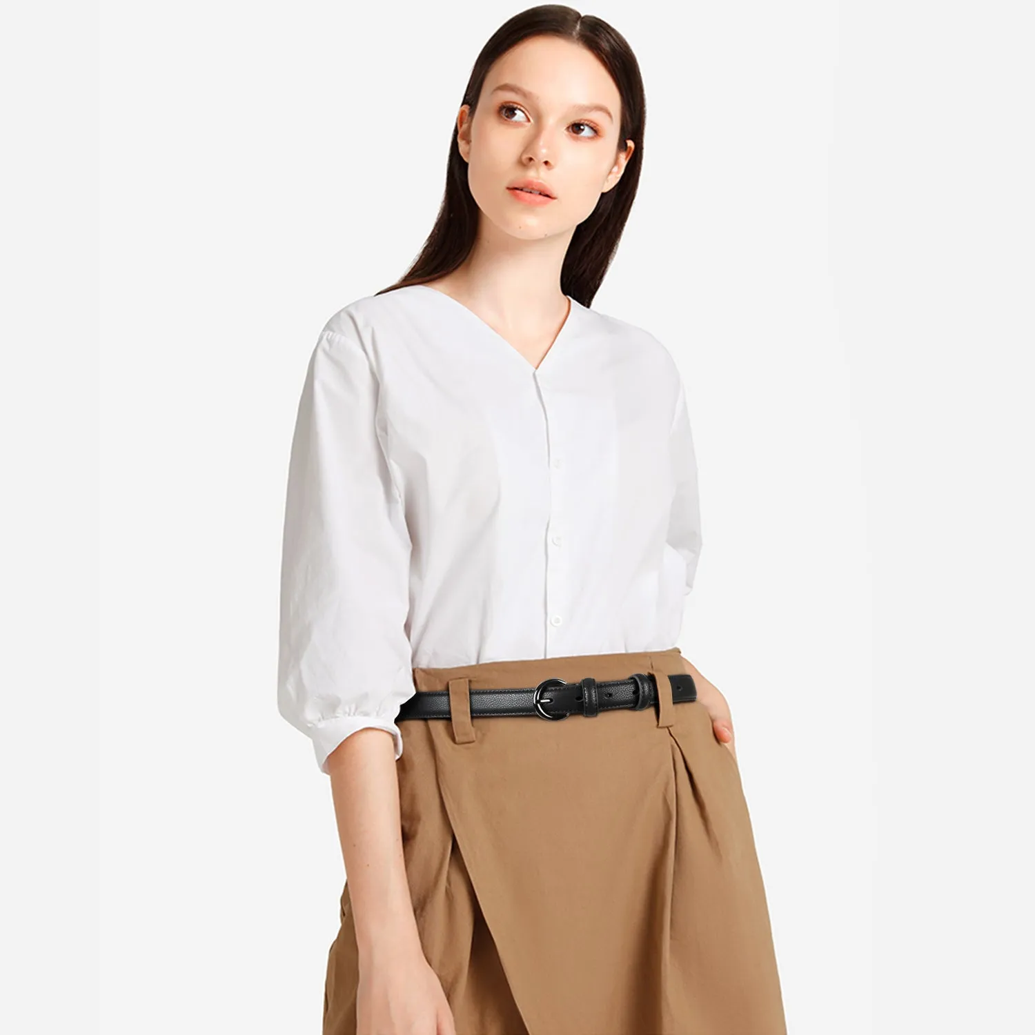 Women Leather Belt Waist Skinny Dress Belts Solid Pin Buckle Belt For Jeans Pants